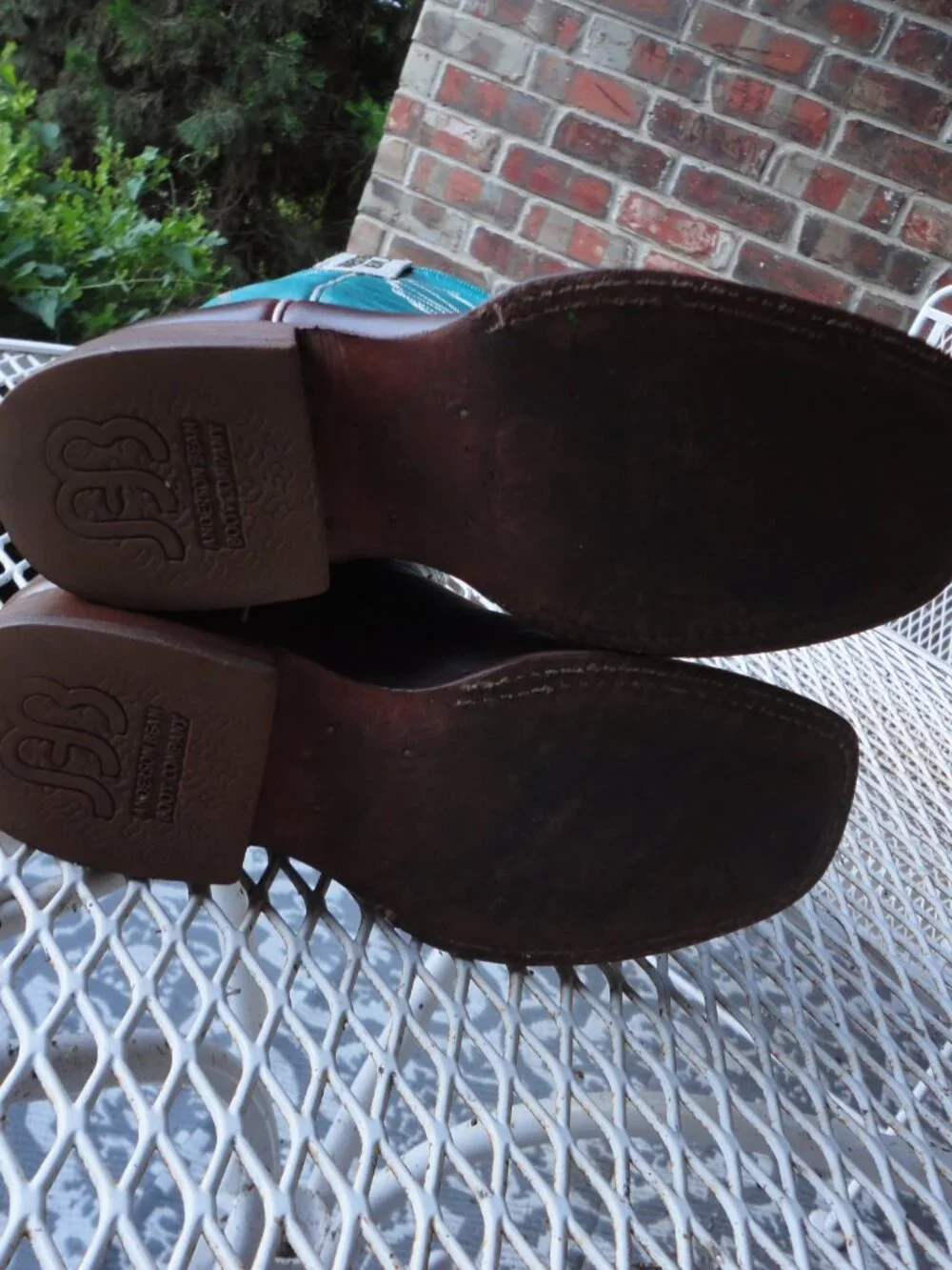 ANDERSON BEAN Kid's Turquoise and Brown Square Toe Western Boots Size 1